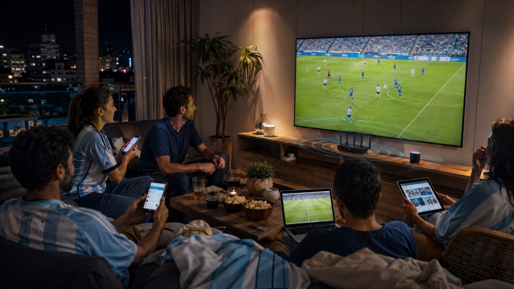 Noche de fútbol y amigos en casa